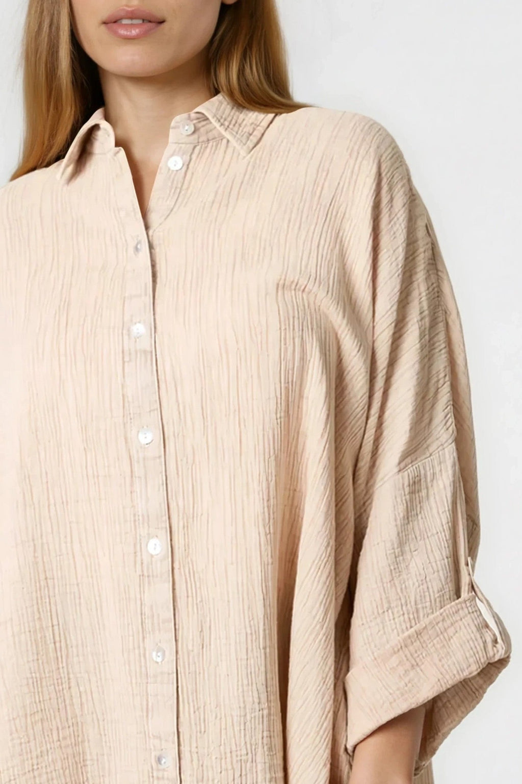 Beige Oversized Cotton Shirt-1