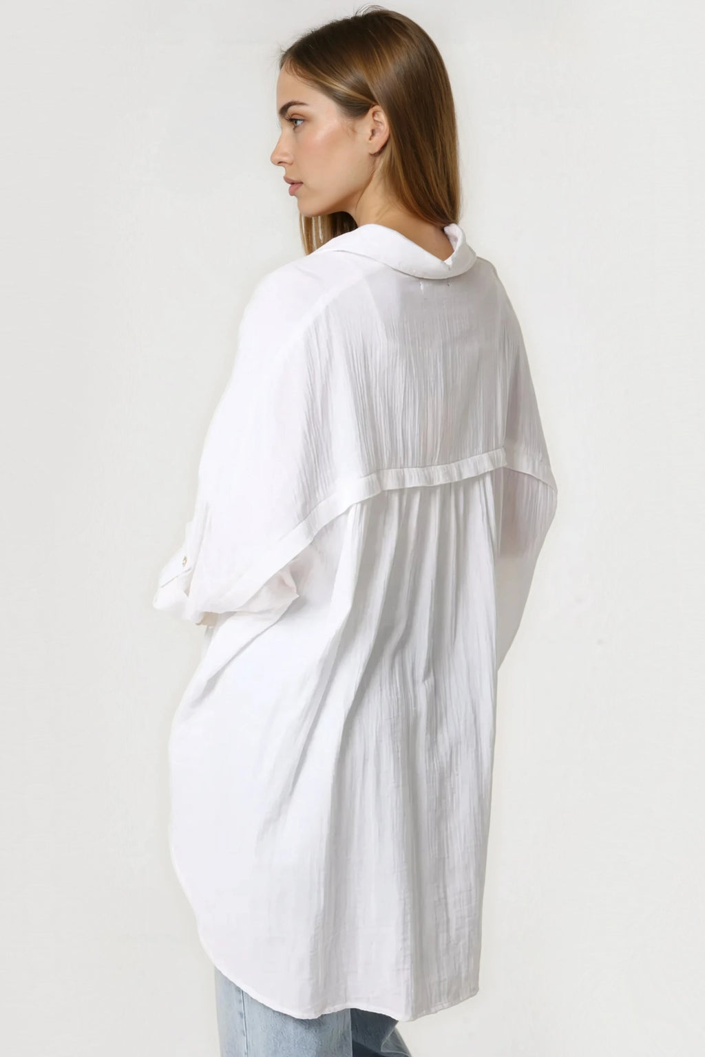 White Oversized Cotton Shirt-2