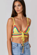 Yellow Crochet Bralette Top-0