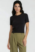 Black Crew Cotton T-Shirt | Baby Tee-0