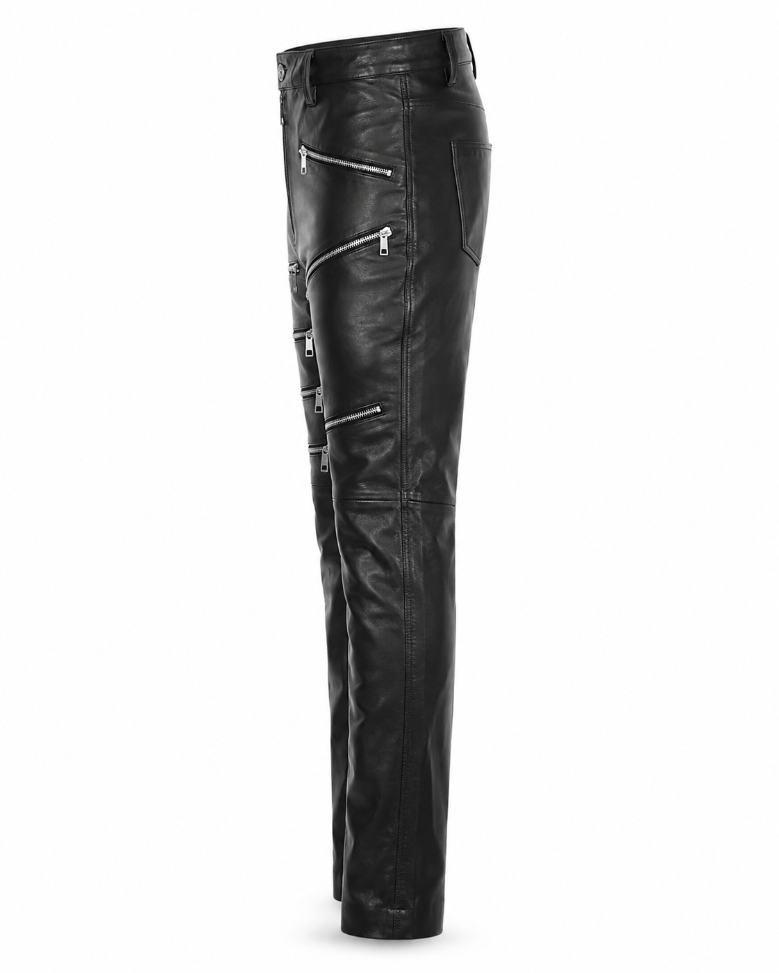 Real Leather Sheepskin Pants Black-3