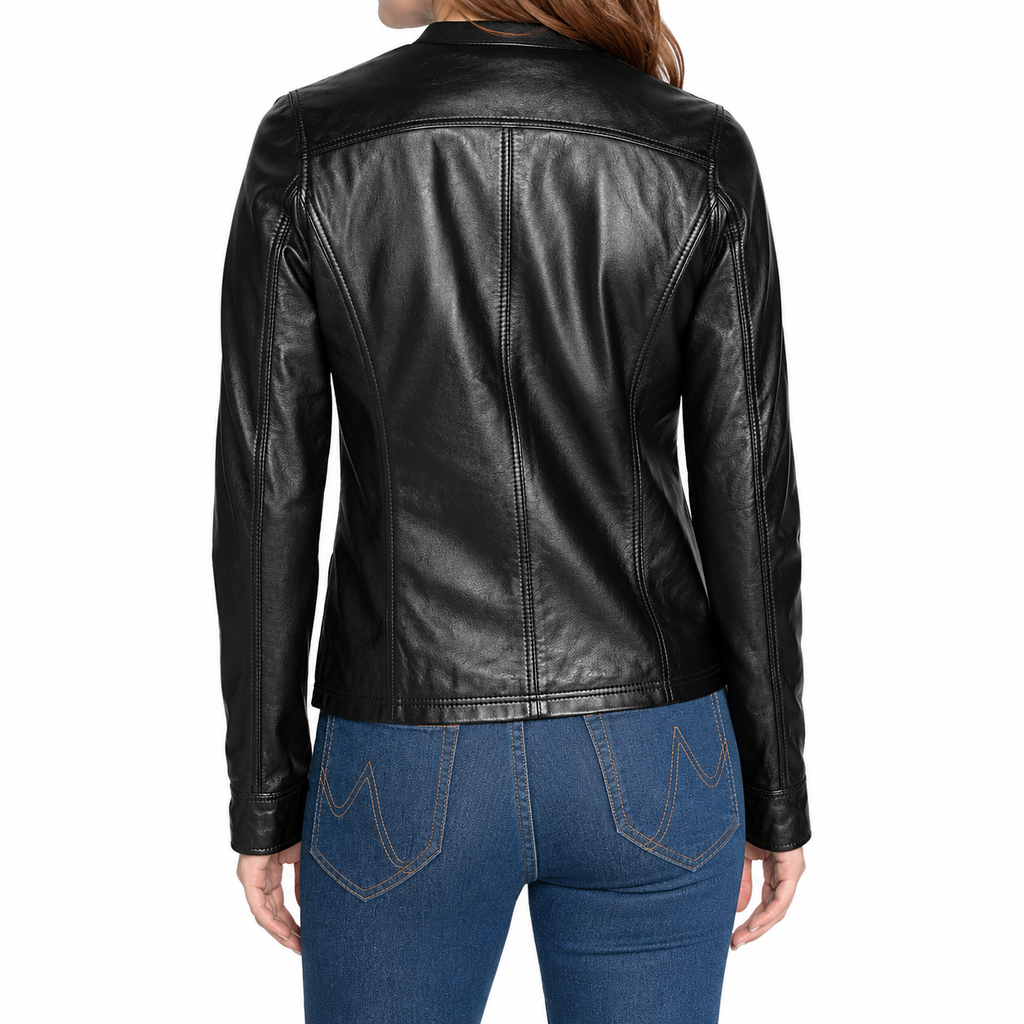 Women’s Soft Leather Motorcycle Jacket-2