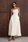 Ivory Linen Maxi Dress with Open Back - COPY-0
