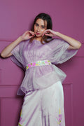 Lavender Co-ord Set with Hand-Embroidered Floral Design-0