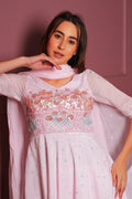 Baby Pink Sharara Set with Hand Embroidered Floral Design-0