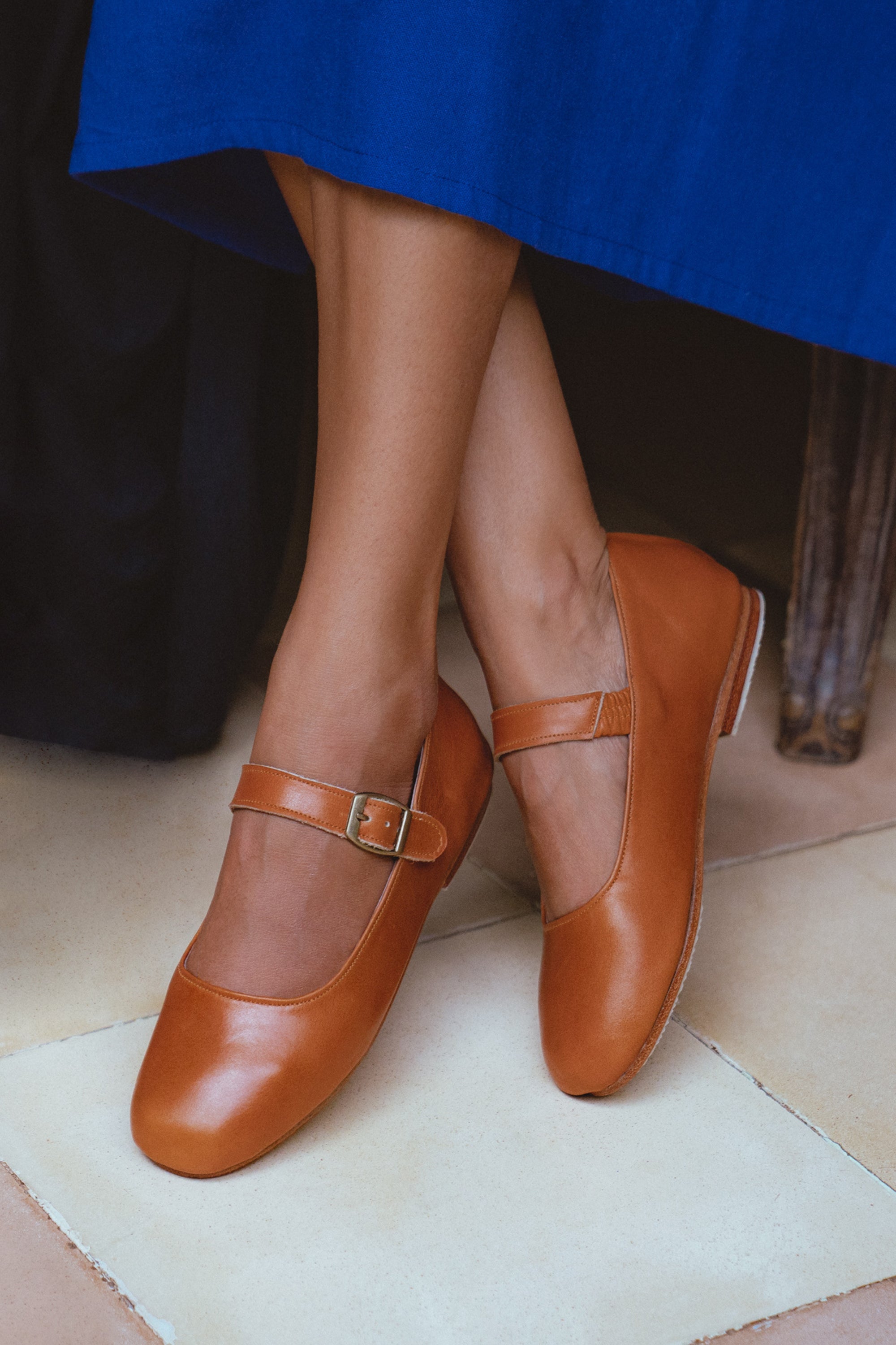 Belle Rose Mary Jane Leather Flats-0