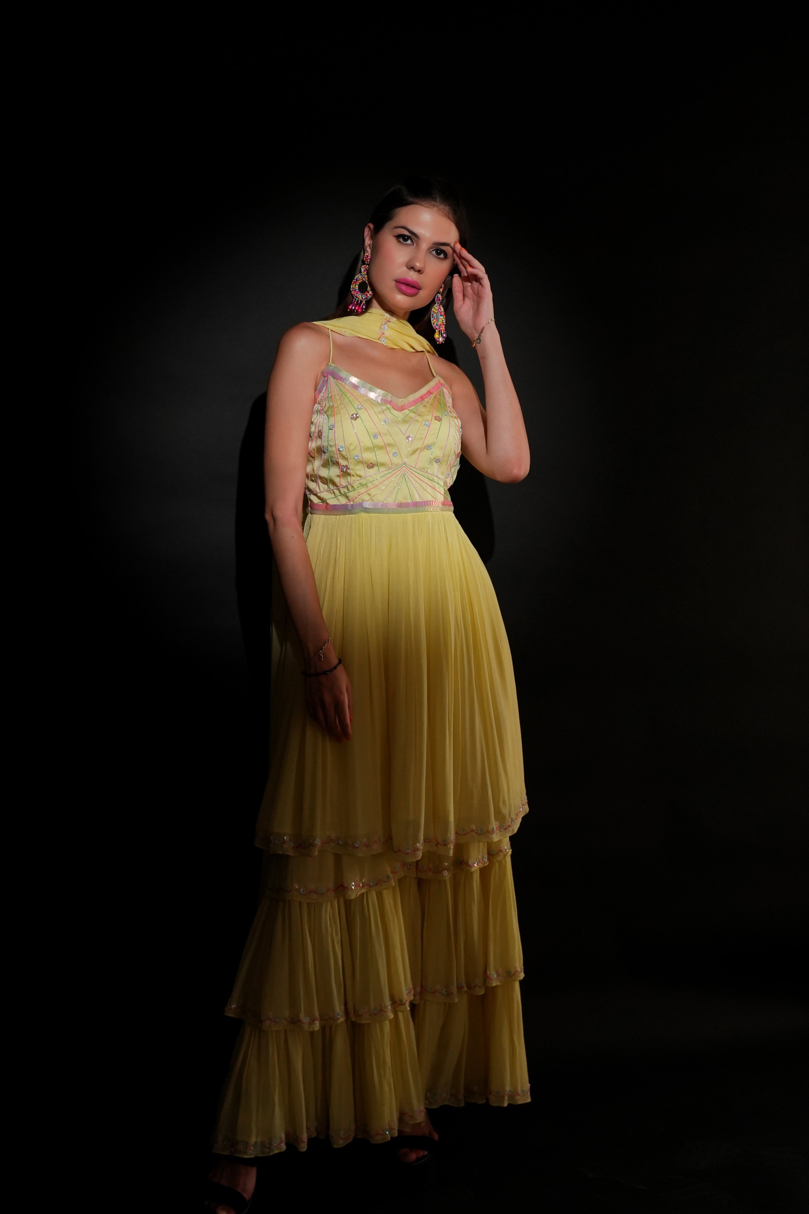 Lemon Yellow Gharara Set-1