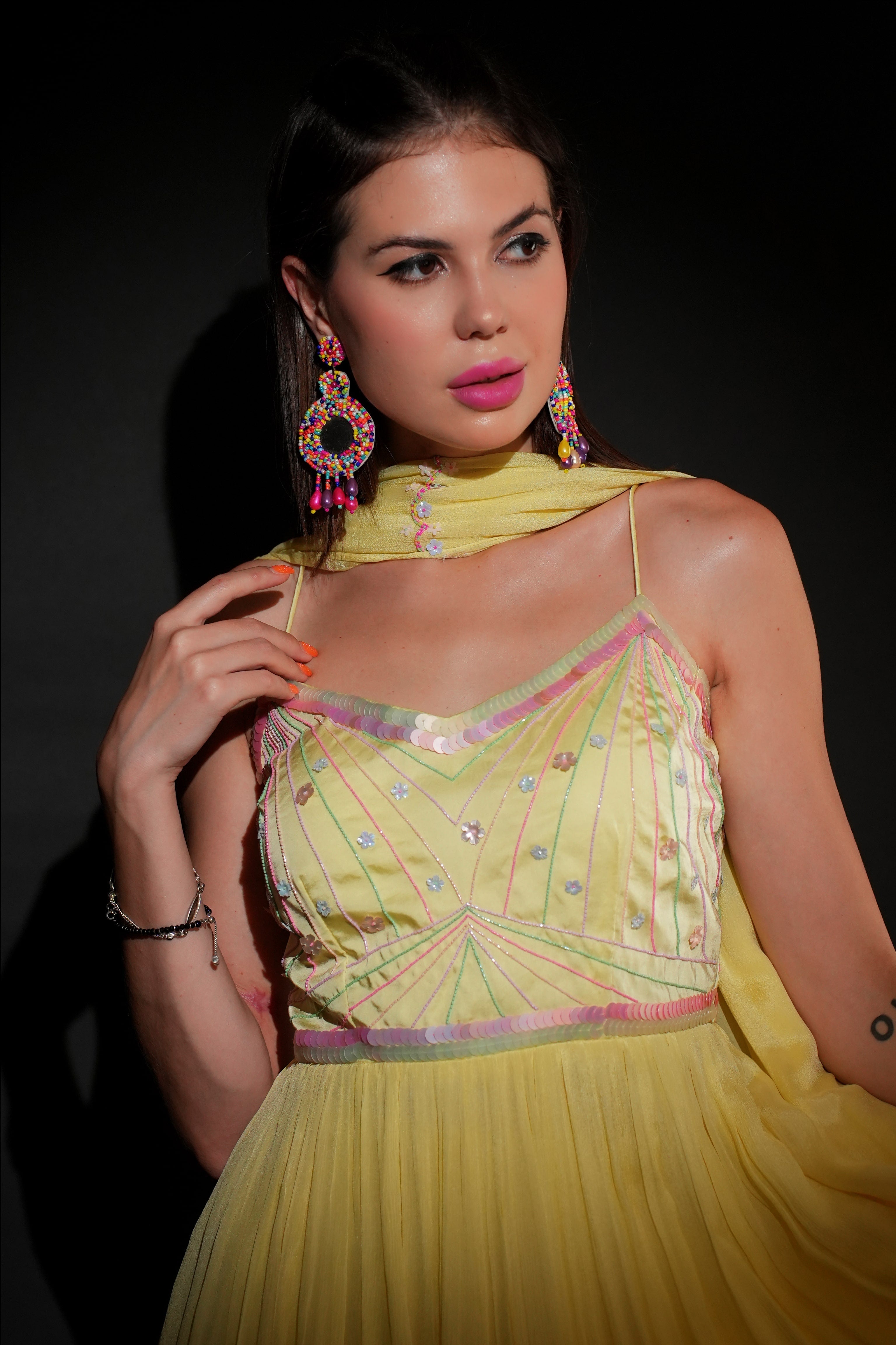 Lemon Yellow Gharara Set-0