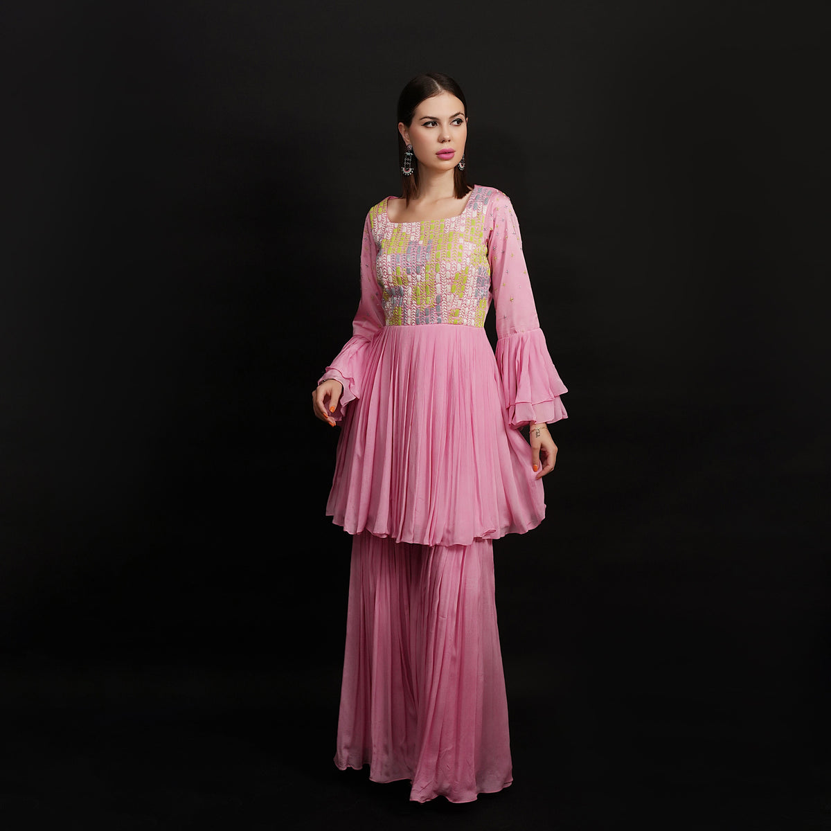 Pink Gharara Set-0