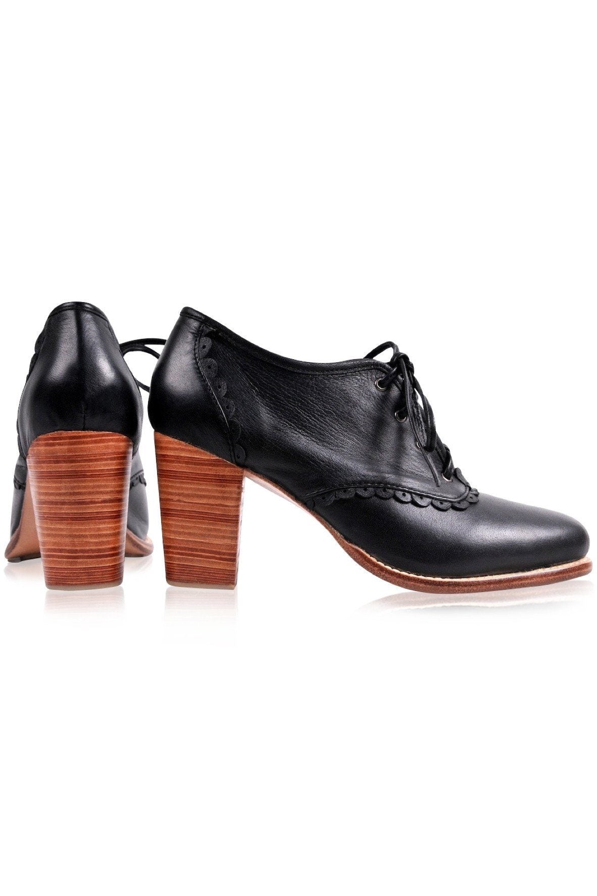 Lace Oxford Leather Heels-5