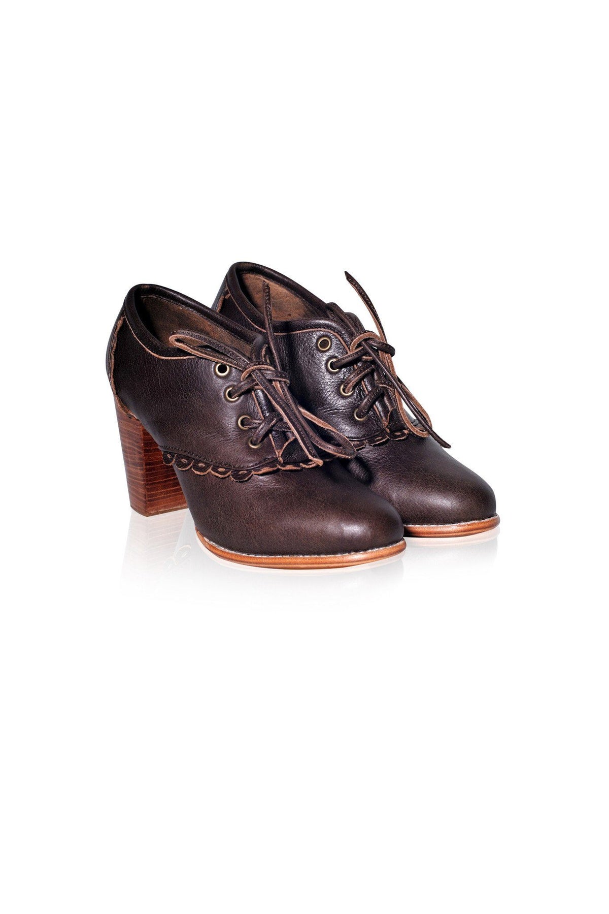 Lace Oxford Leather Heels-2