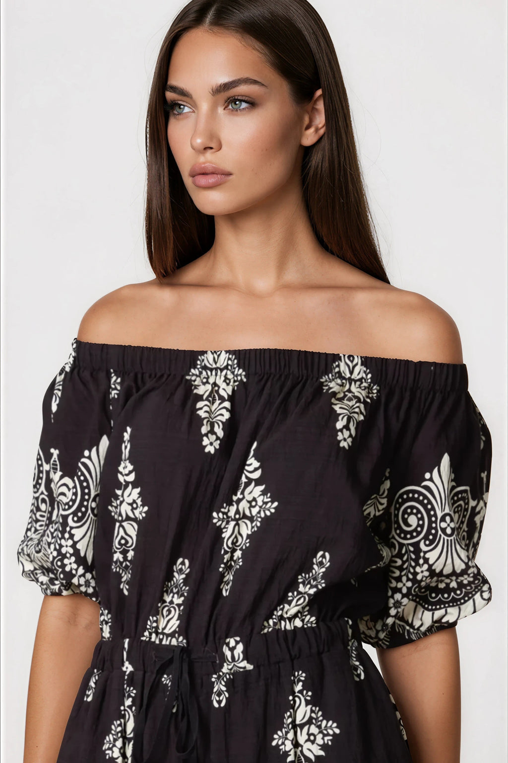 Black Bardot Wide Leg Jumpsuit-1