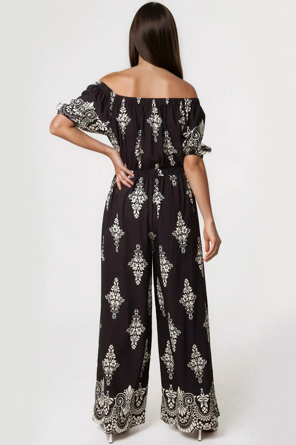 Black Bardot Wide Leg Jumpsuit-2