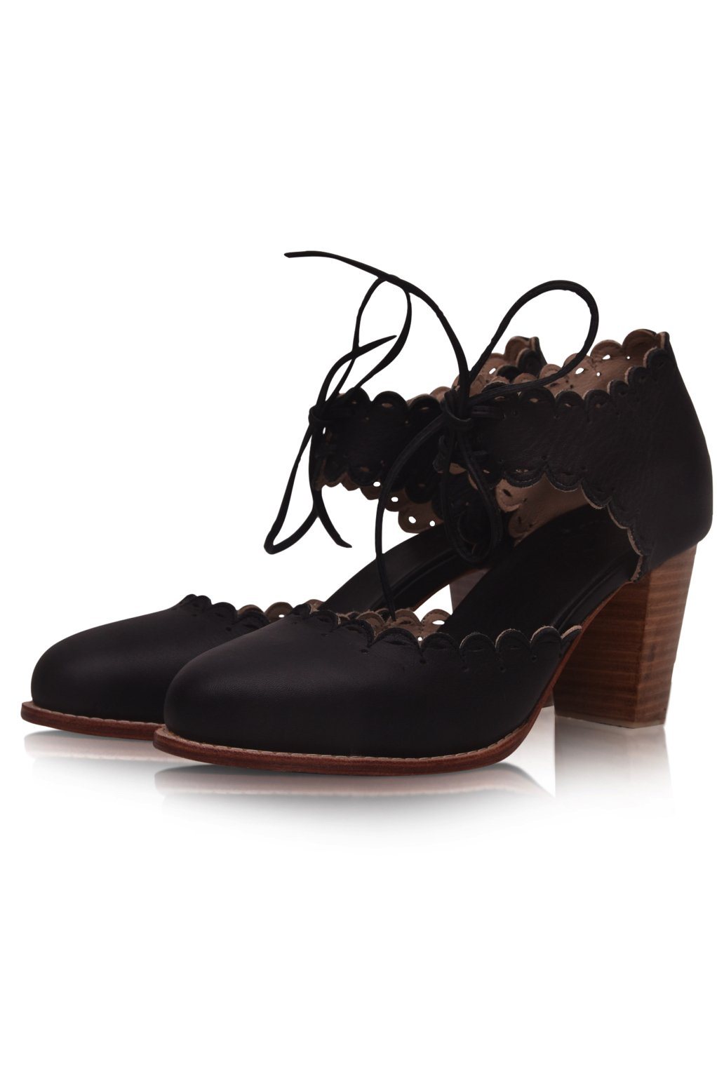Dance Queen Scalloped Leather Heels-1
