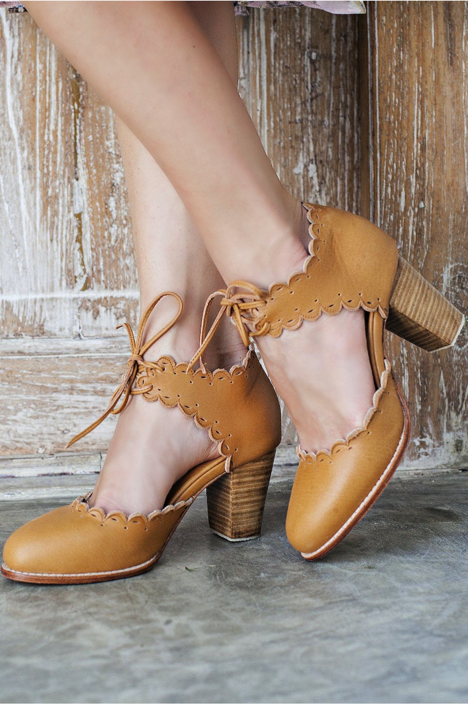 Dance Queen Scalloped Leather Heels-0