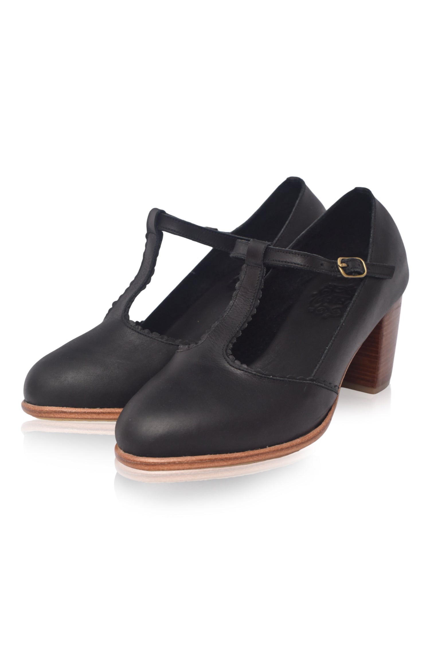 Dawn T-strap Leather Heels-2