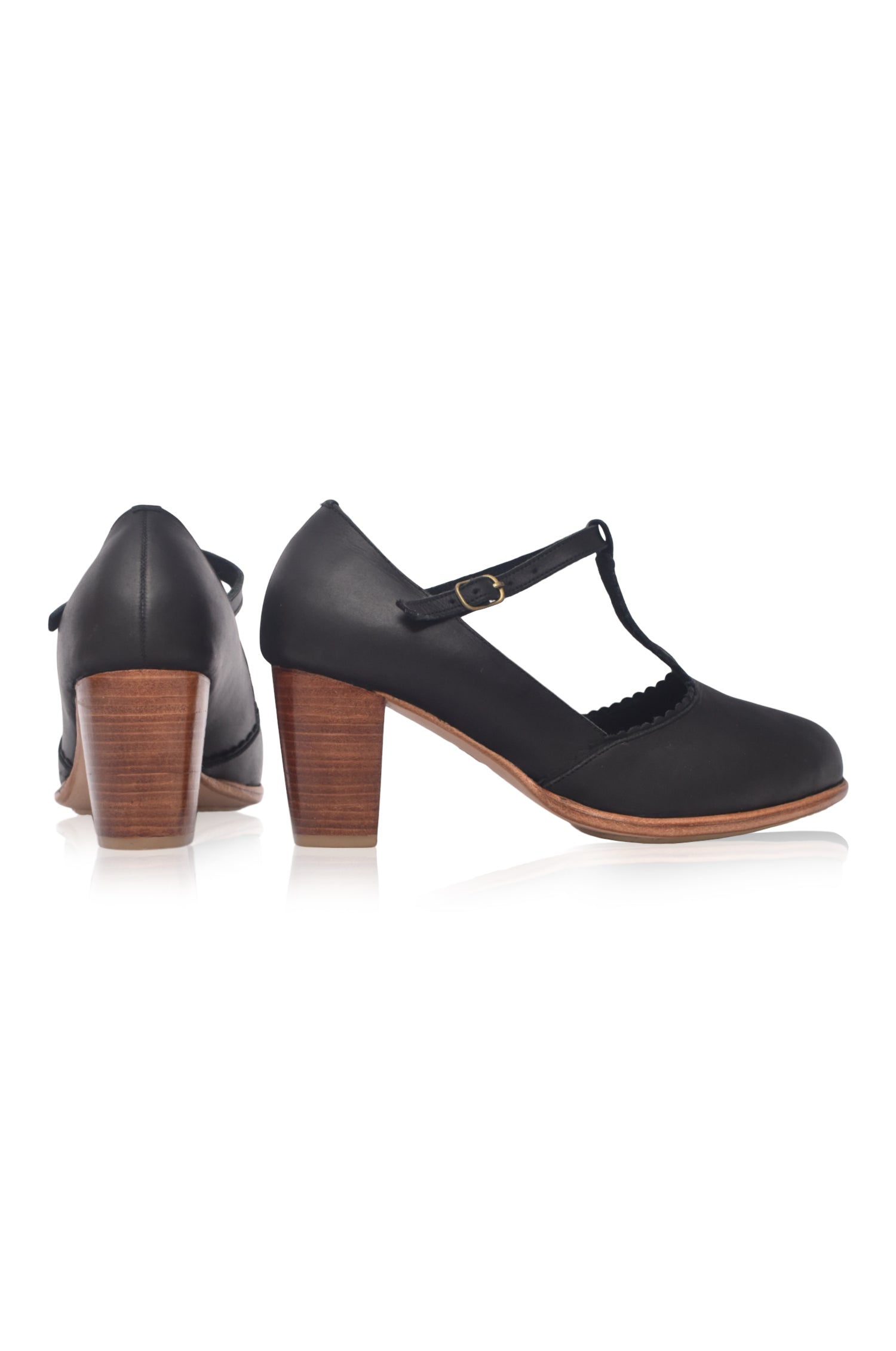 Dawn T-strap Leather Heels-3