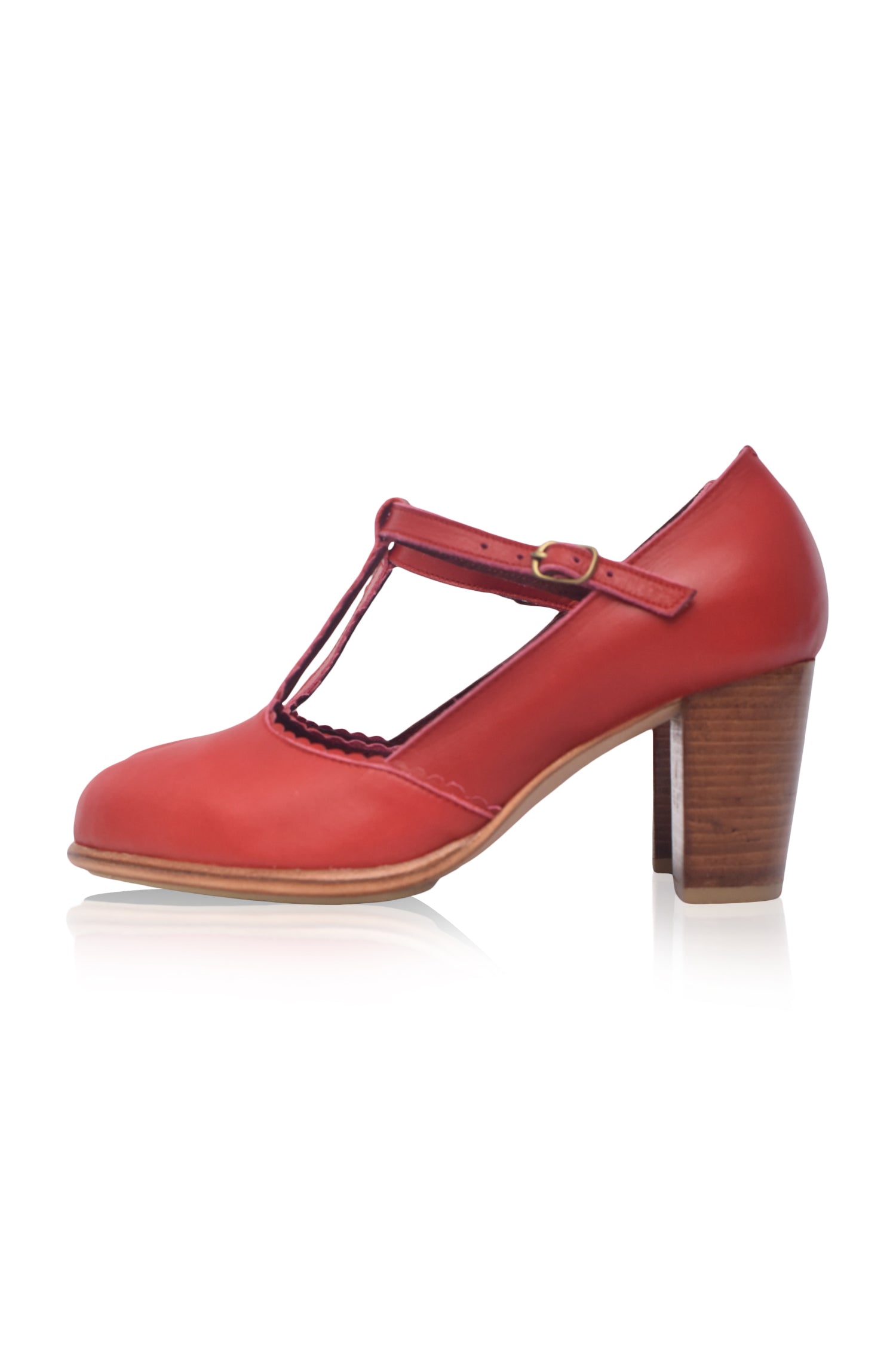 Dawn T-strap Leather Heels-2
