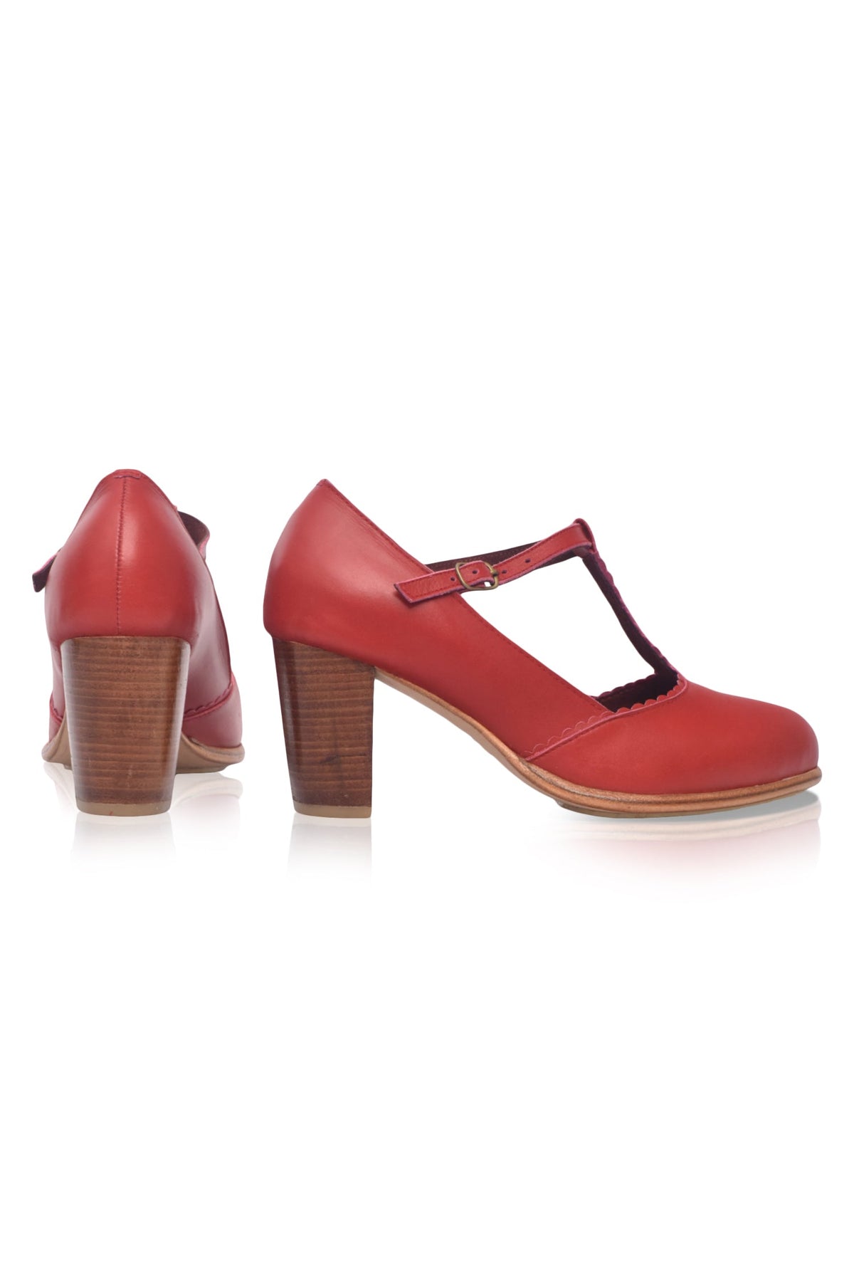 Dawn T-strap Leather Heels-4
