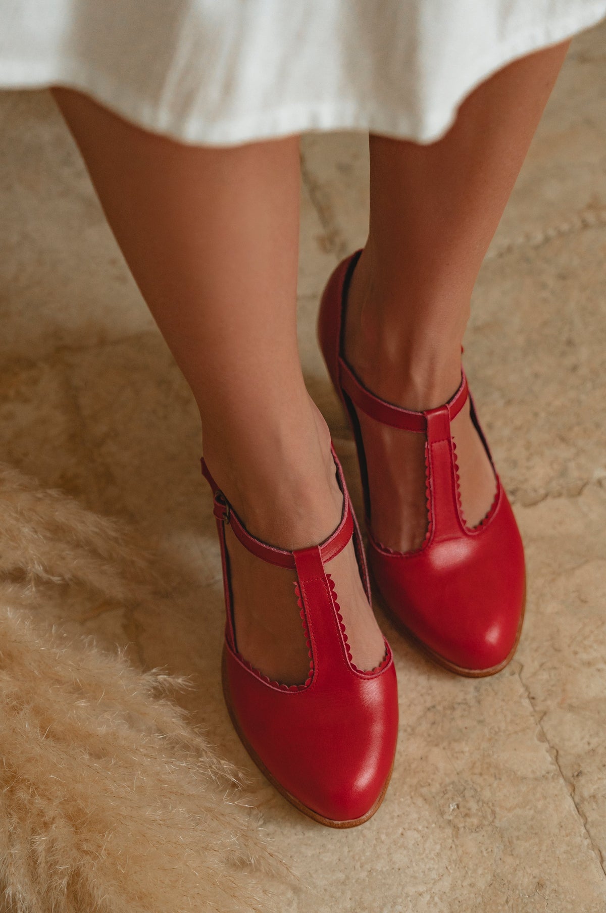 Dawn T-strap Leather Heels-1