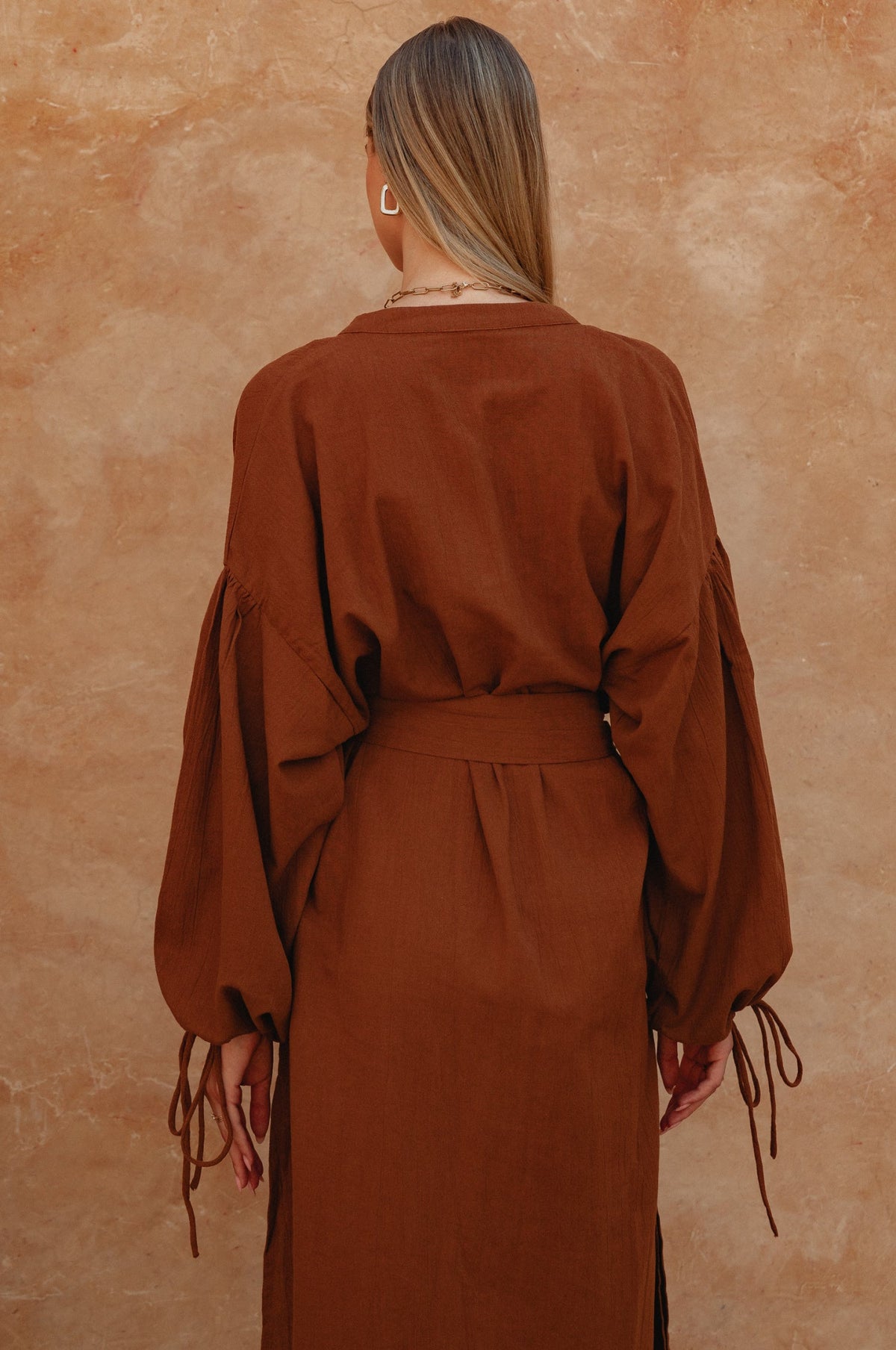 Denise Long Sleeve Linen Kimono Dress-2