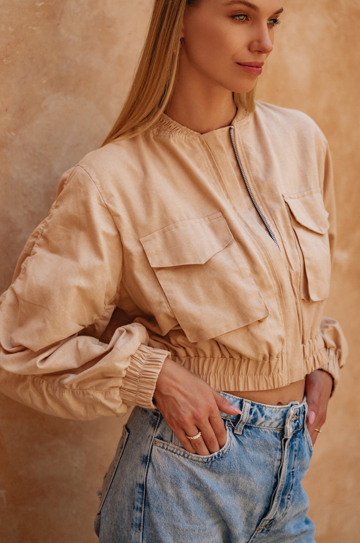 Denver Linen Bomber Jacket-1