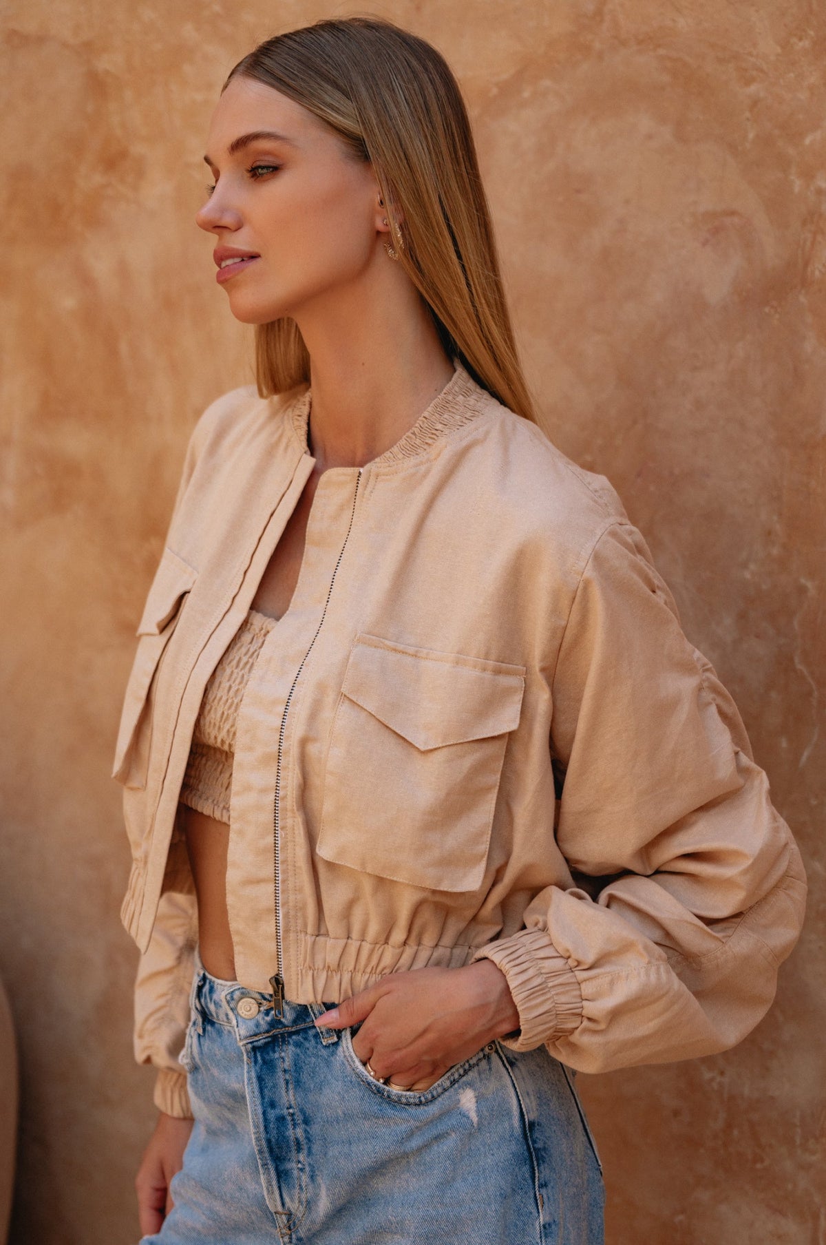 Denver Linen Bomber Jacket-4