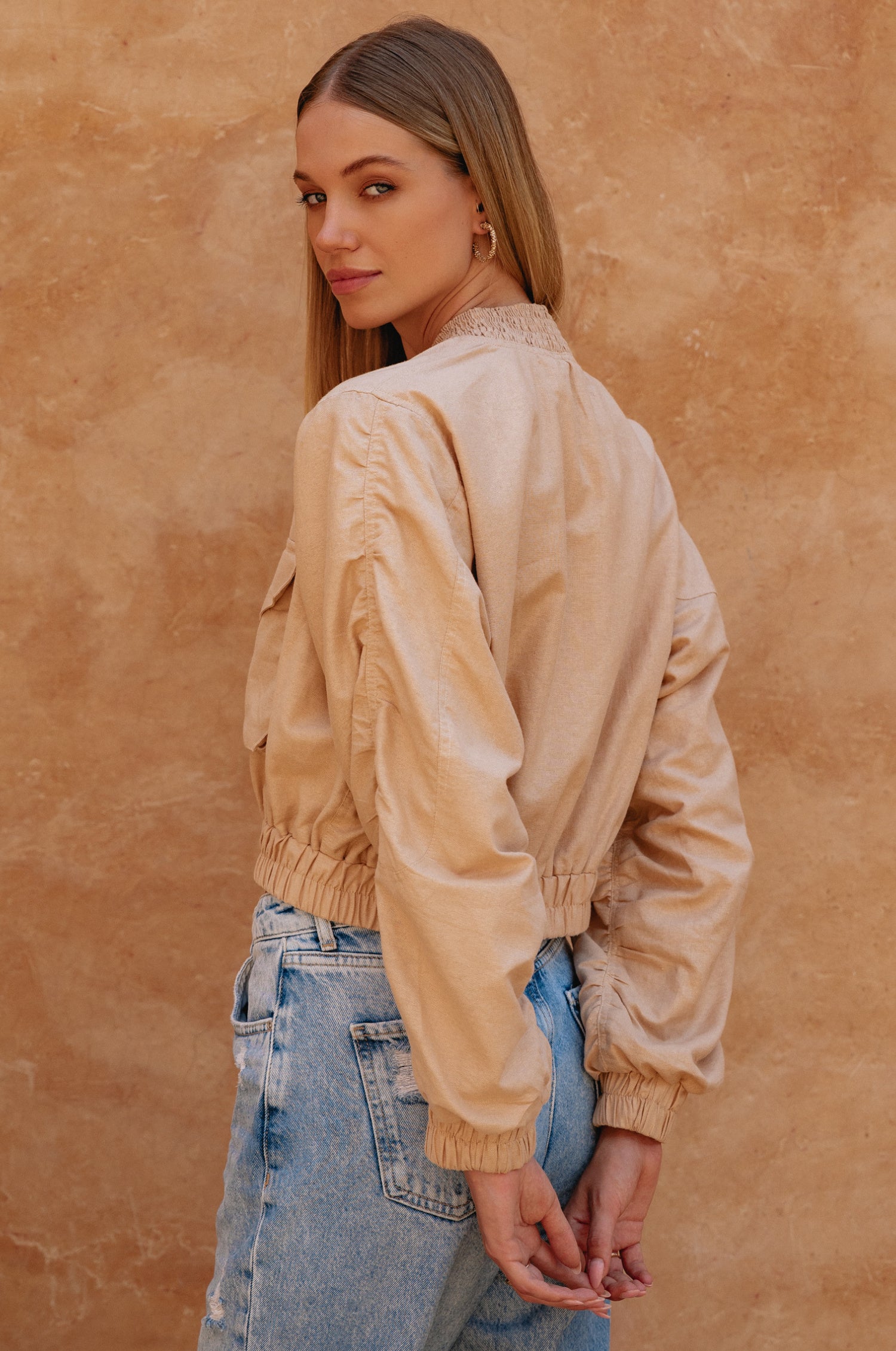Denver Linen Bomber Jacket-3