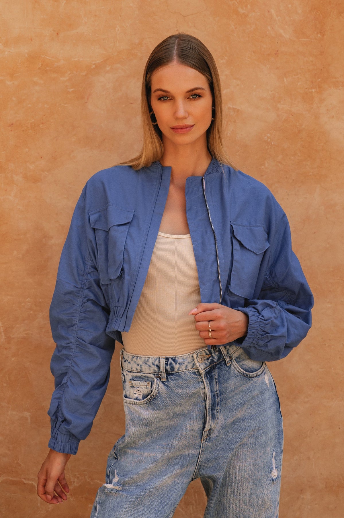 Denver Linen Bomber Jacket-1