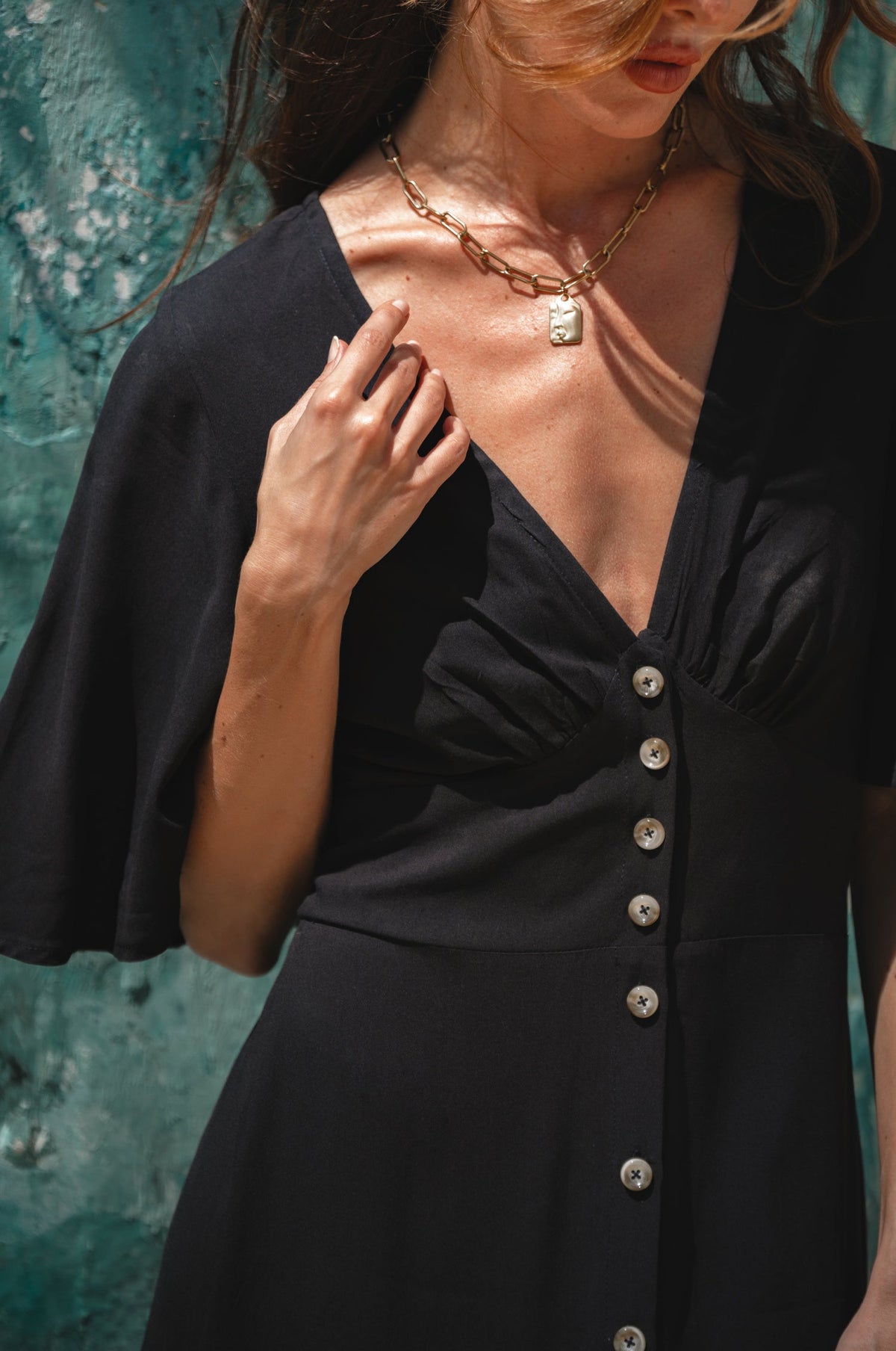 Donna Button Down Midi Dress-4