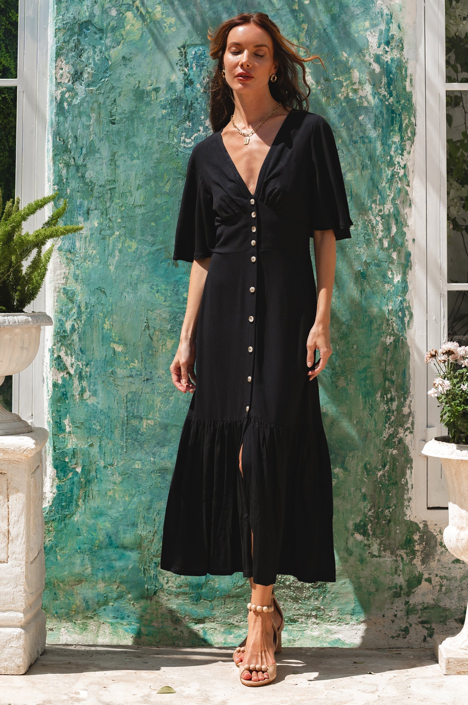 Donna Button Down Midi Dress-7