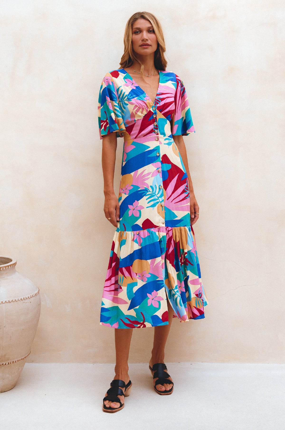 Donna Button Down Midi Dress-1