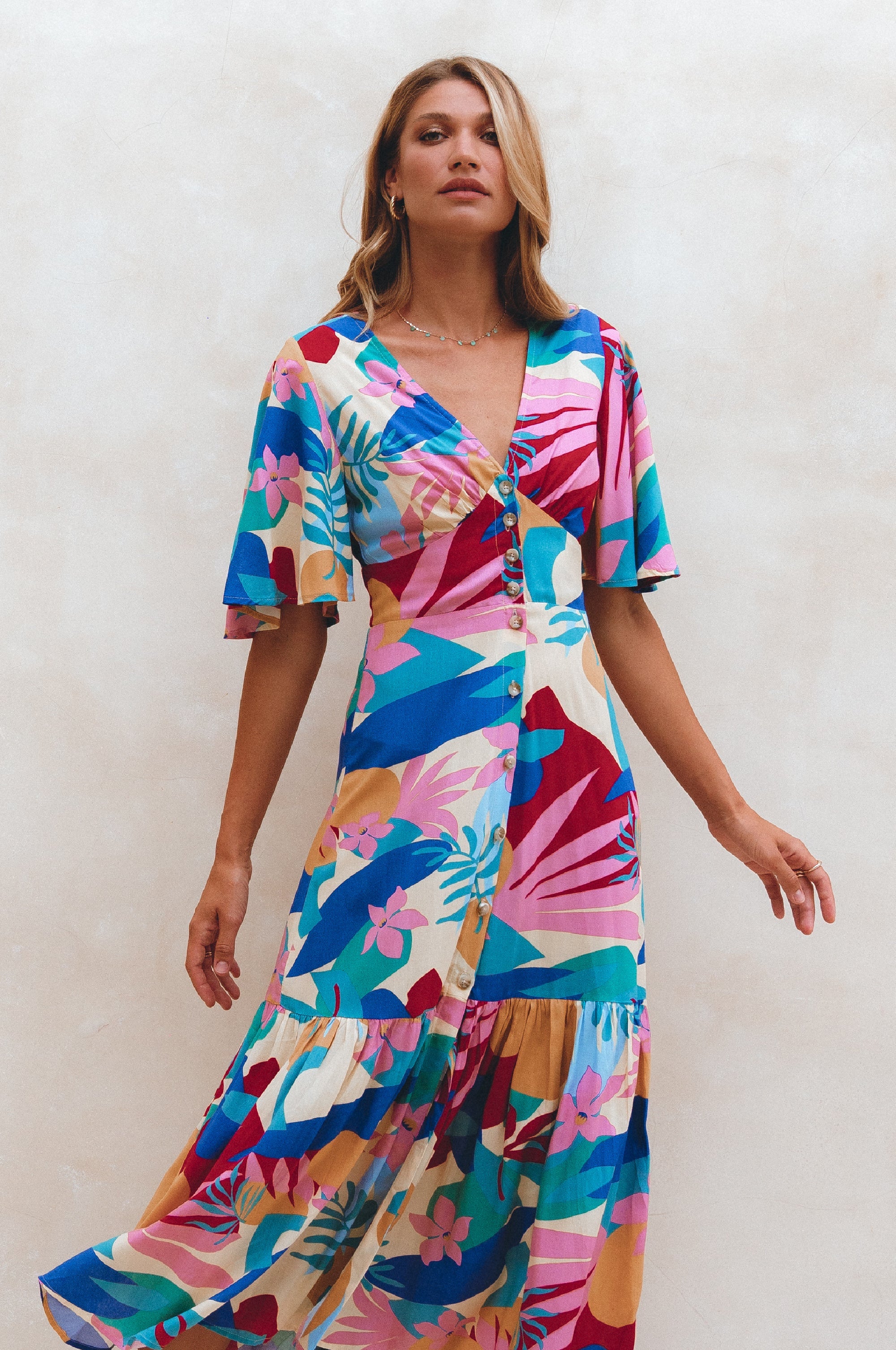 Donna Button Down Midi Dress-4