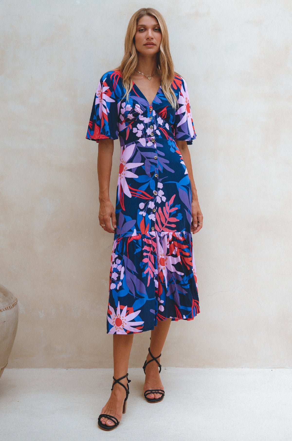 Donna Button Down Midi Dress-7