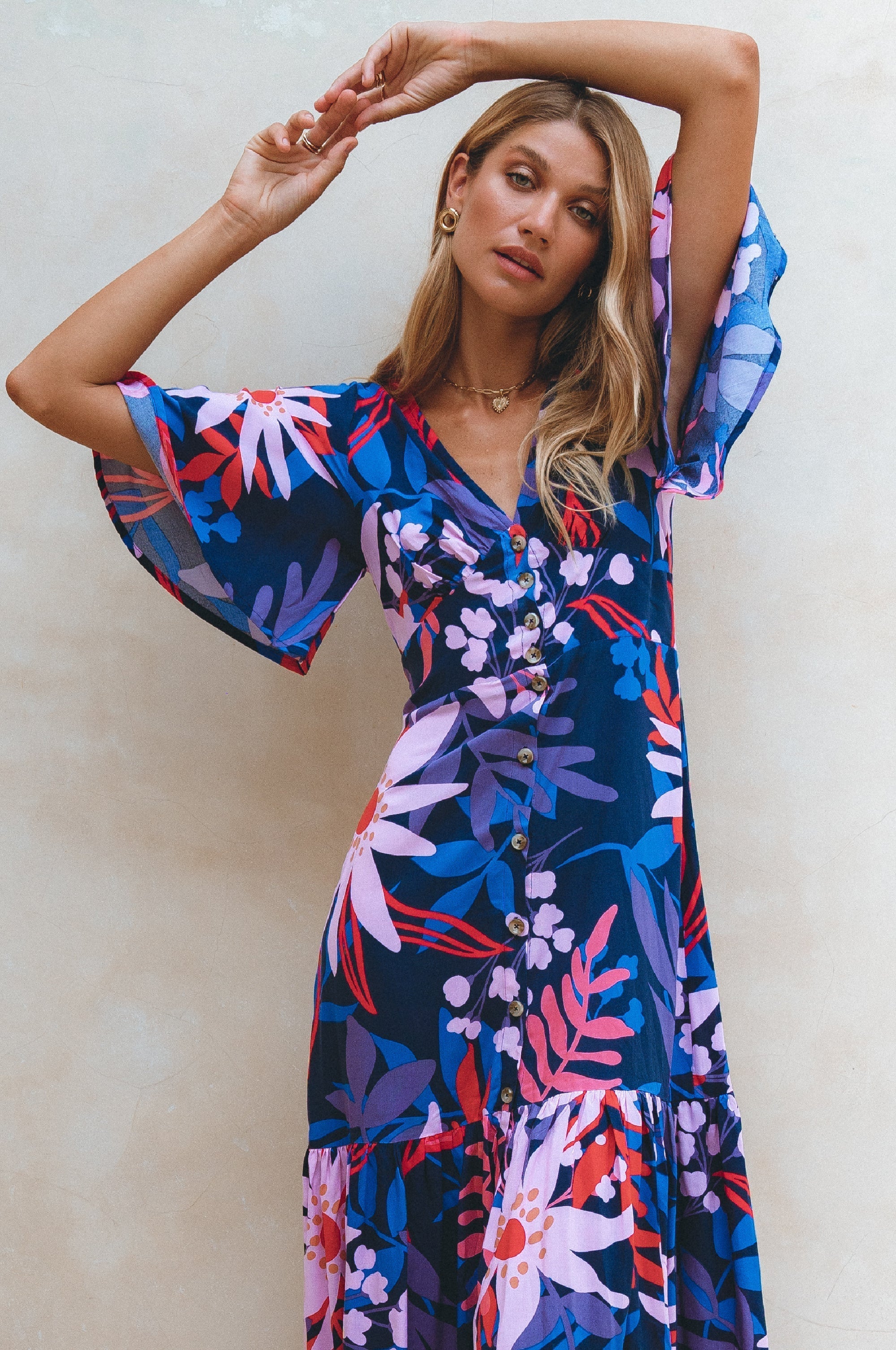Donna Button Down Midi Dress-4