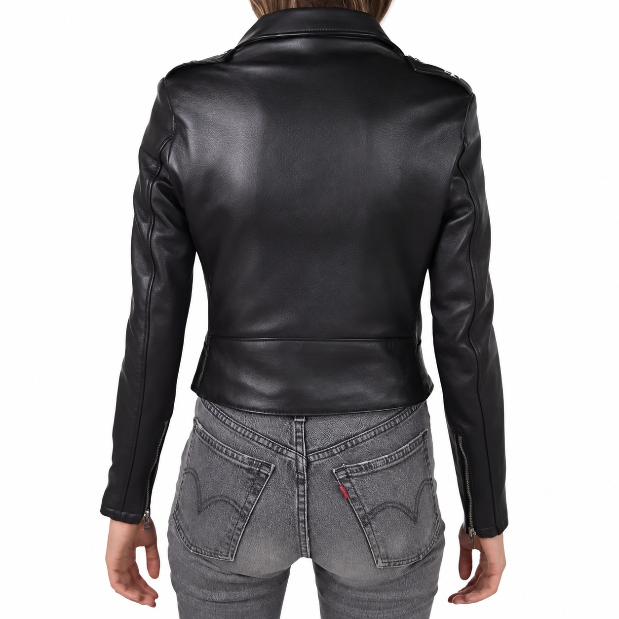 Women’s Black Motorcycle Jacket Leather-4
