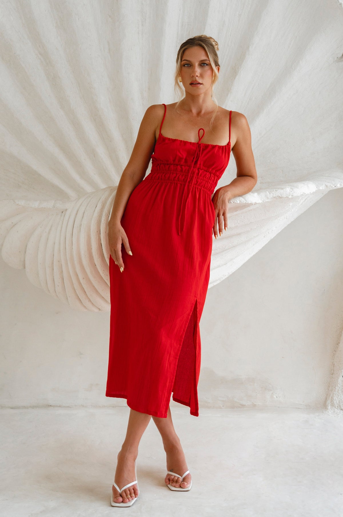 Eleanore Handcrafted Linen Midi Summer Dress-8