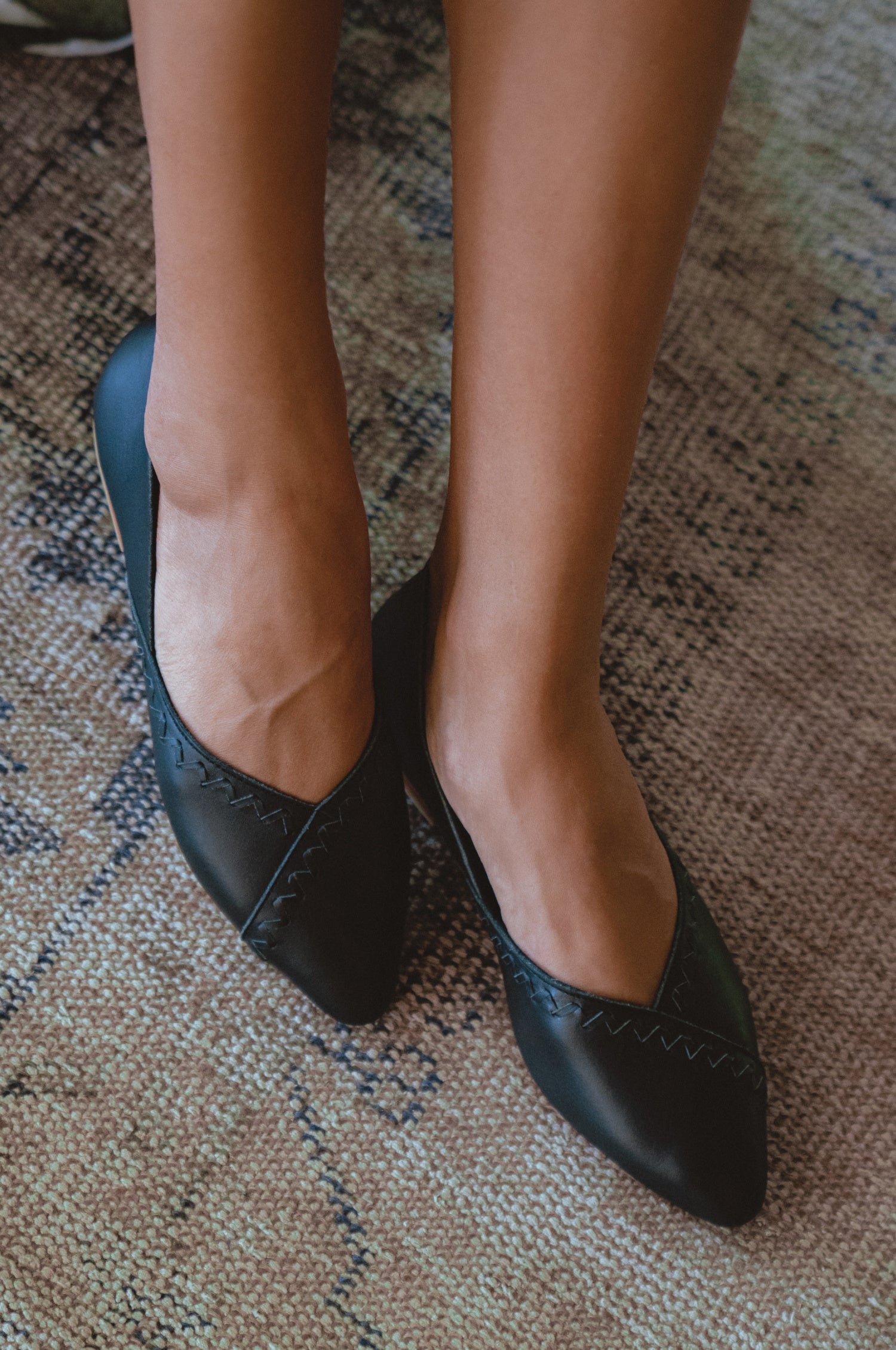 Elle Pointed Toe Leather Flats-0