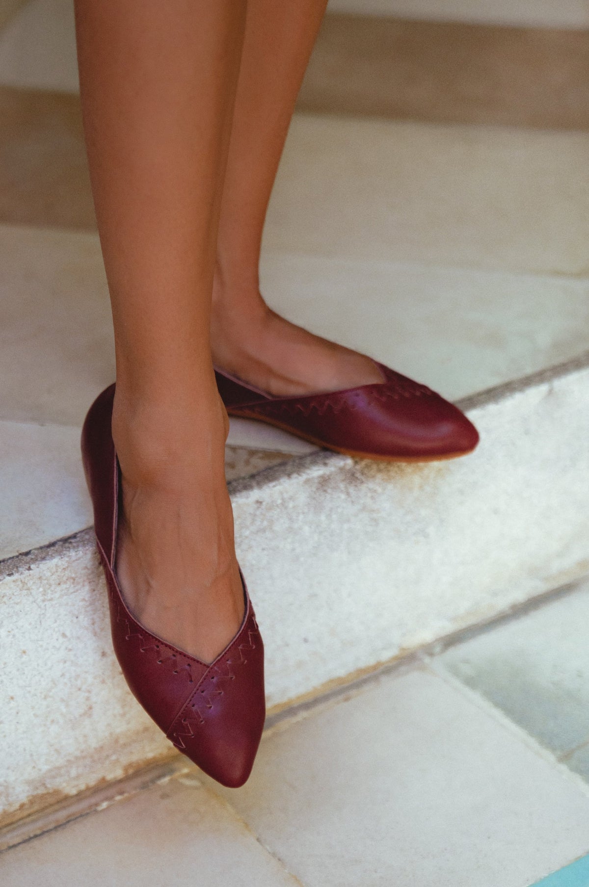 Elle Pointed Toe Leather Flats-0
