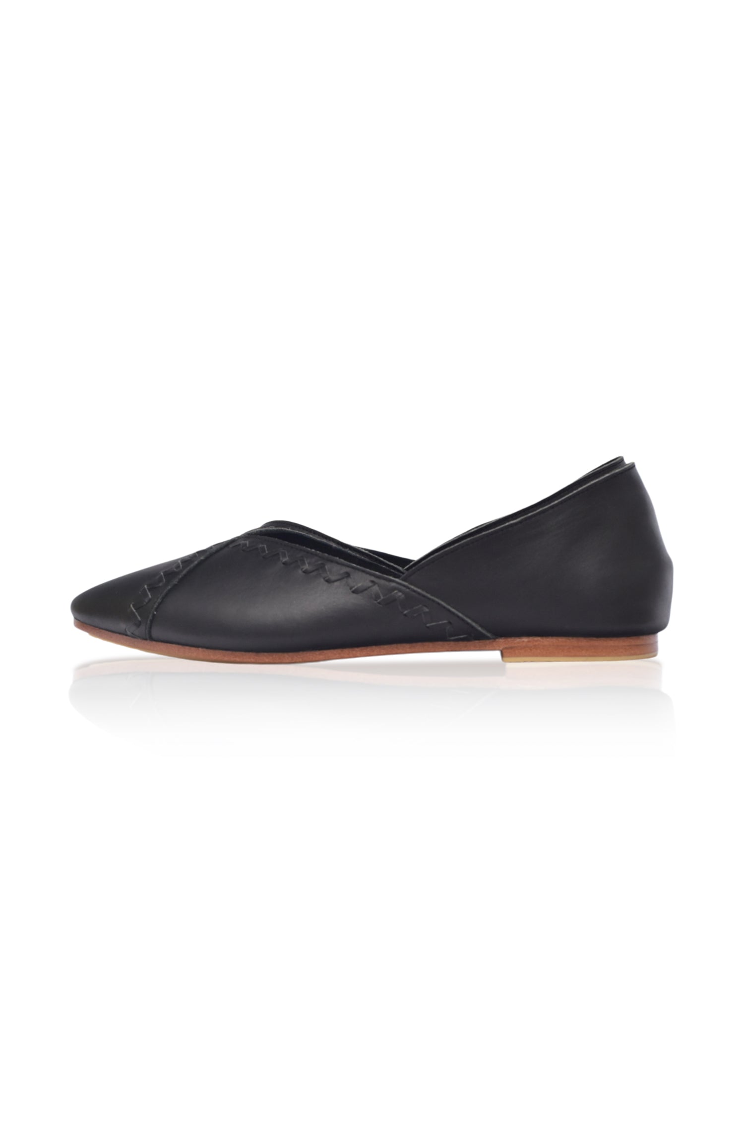 Elle Pointed Toe Leather Flats-2