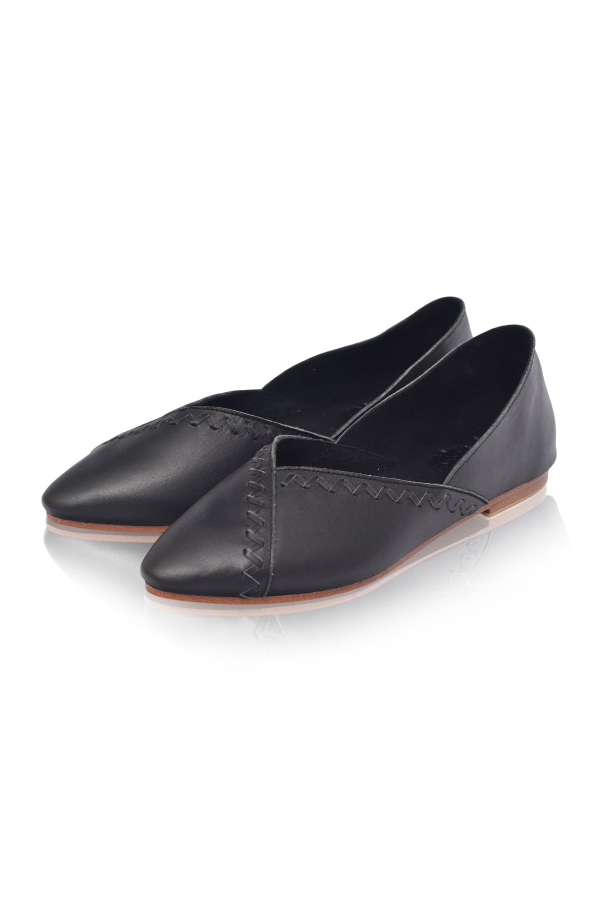 Elle Pointed Toe Leather Flats-3