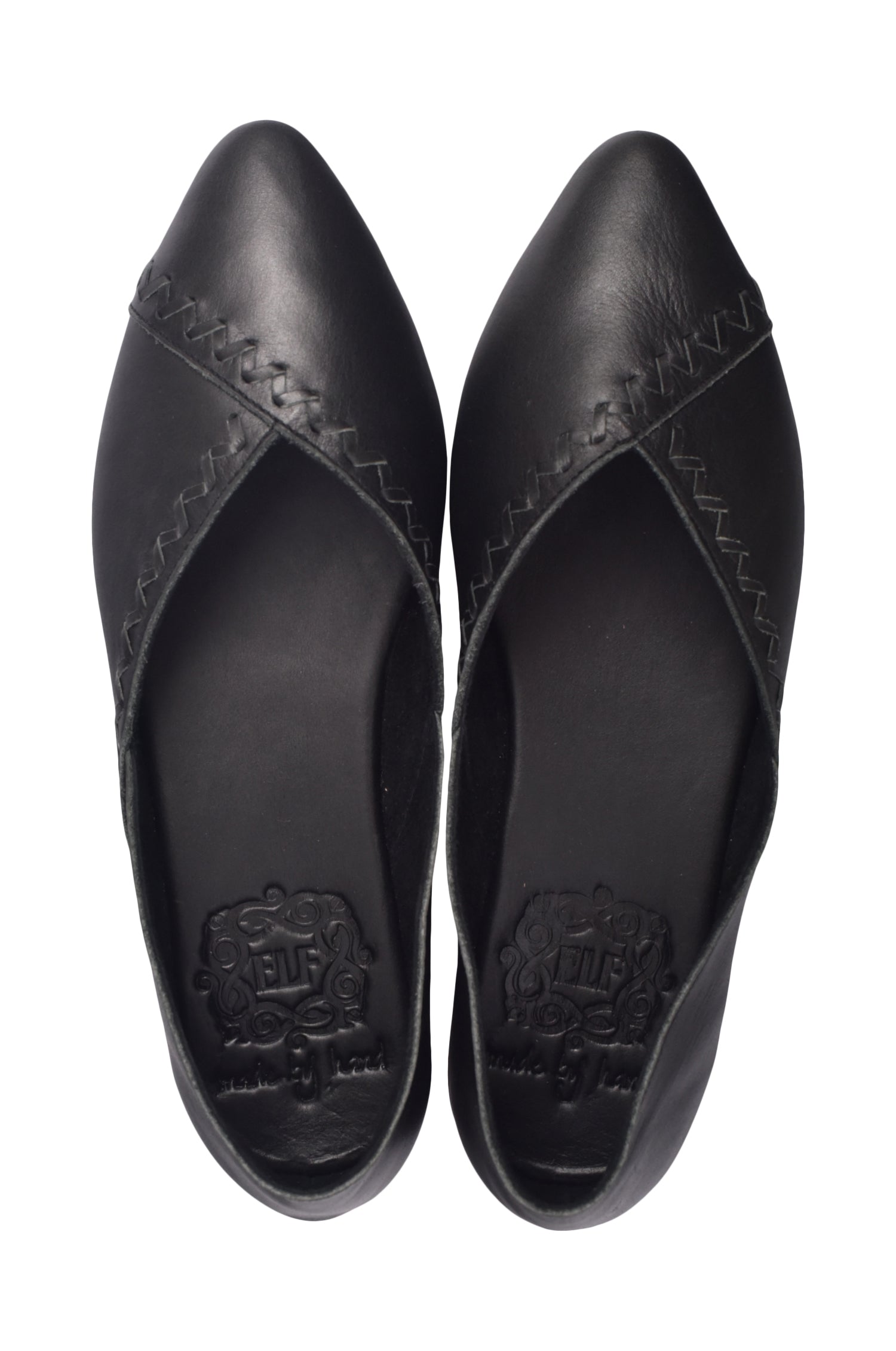 Elle Pointed Toe Leather Flats-1