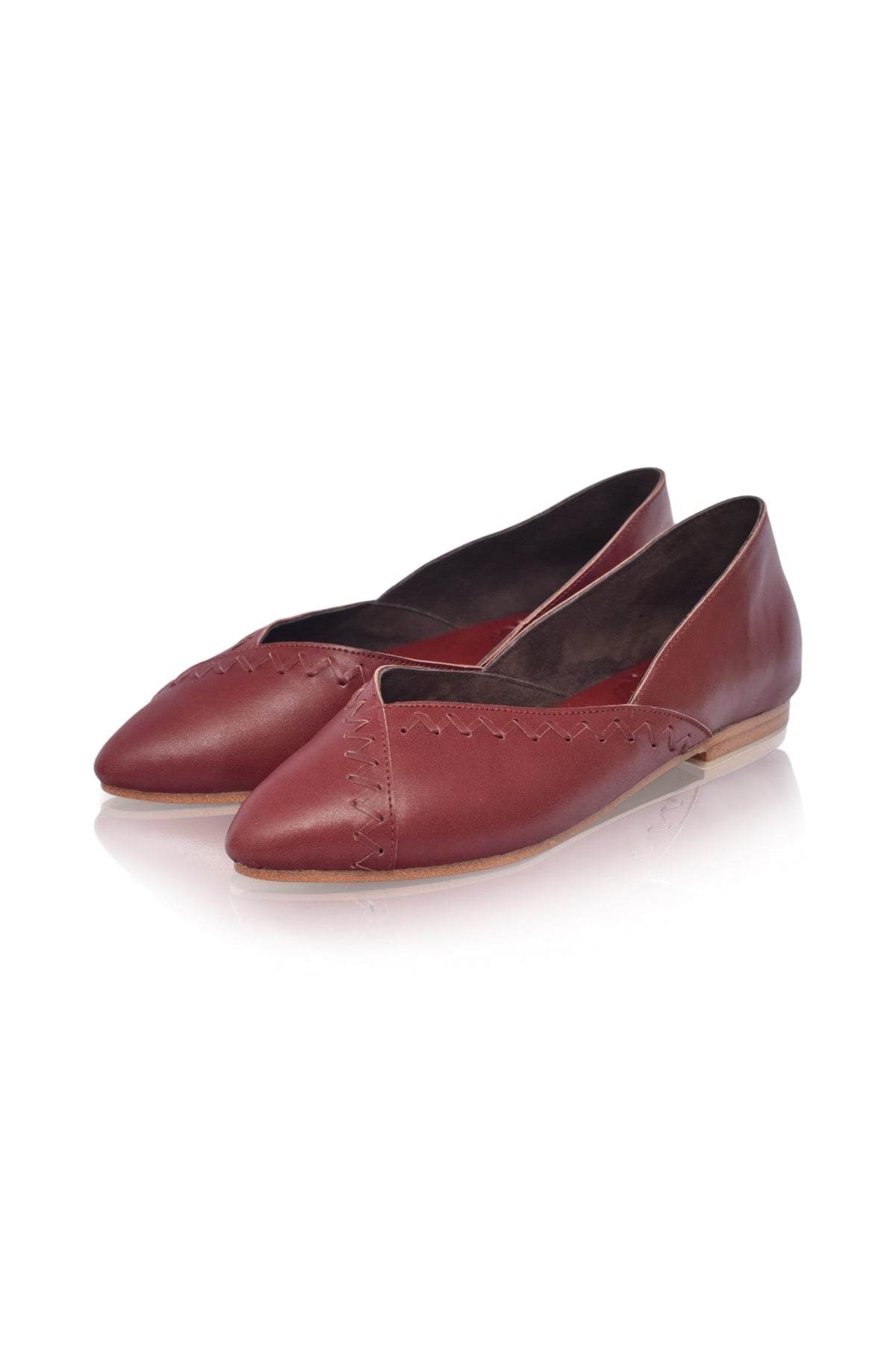 Elle Pointed Toe Leather Flats-3