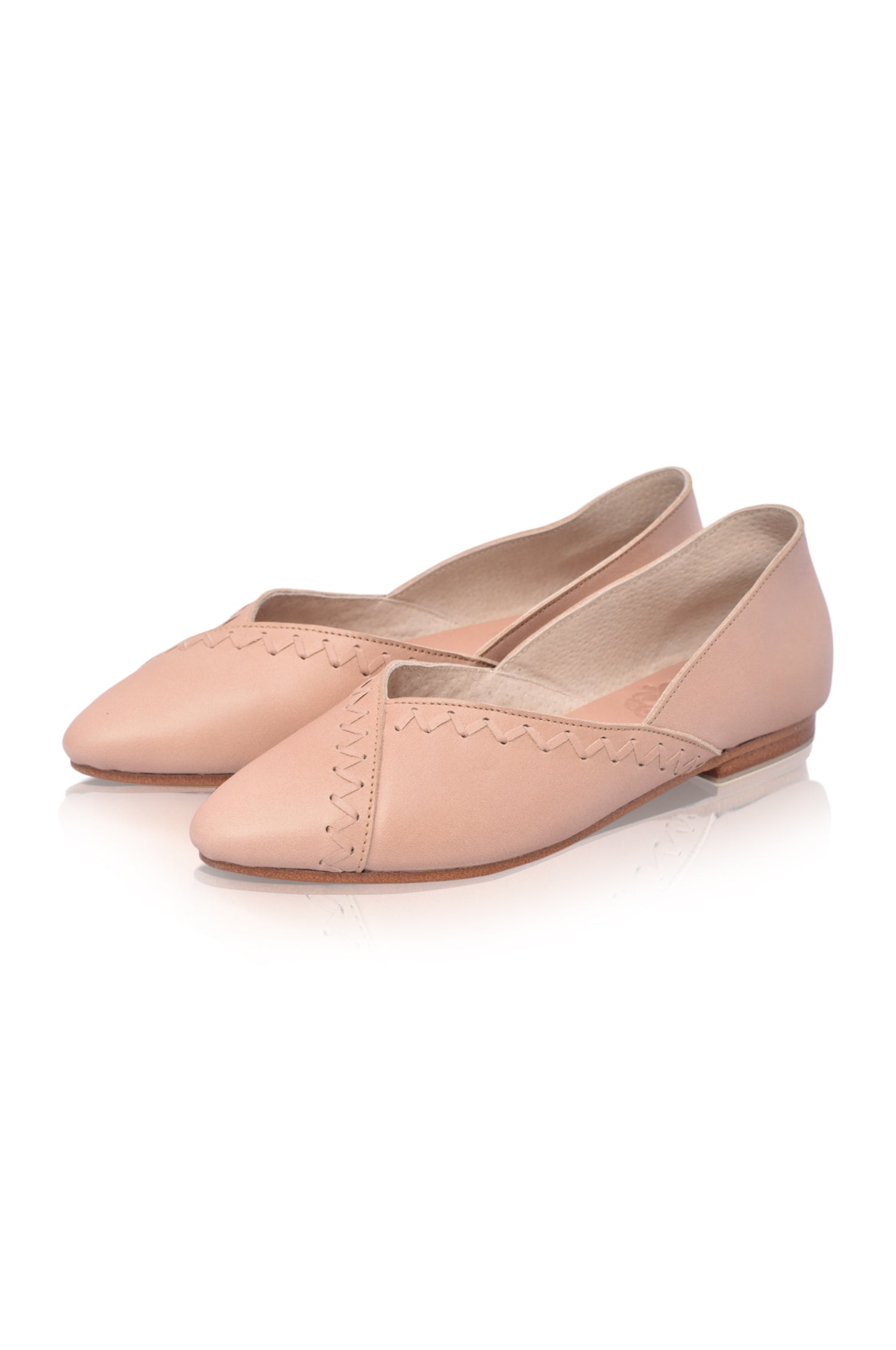 Elle Pointed Toe Leather Flats-3
