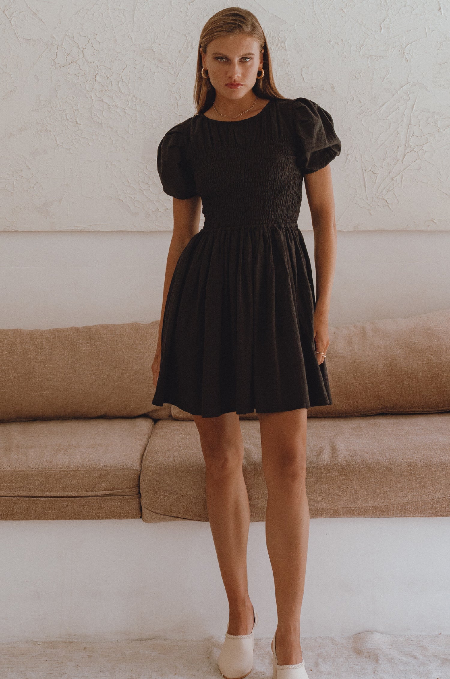 Elodie Smocked Linen Mini Dress-4