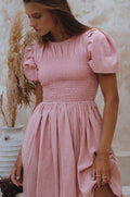 Elodie Smocked Linen Mini Dress-0