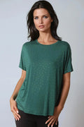 Green Embellished Round Neck T-Shirt-0