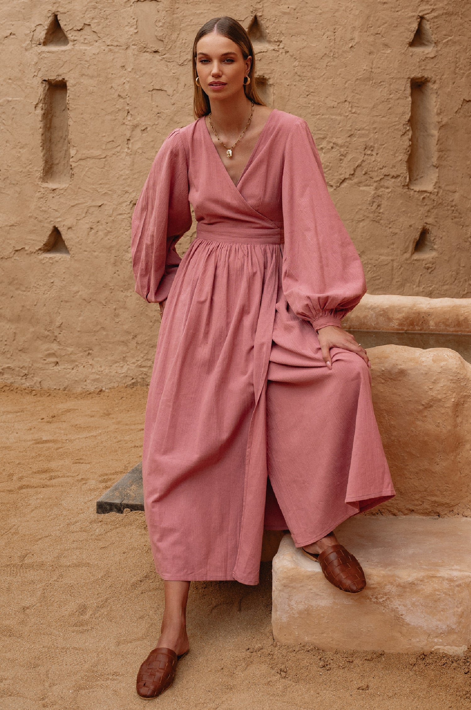 Emerie Long Sleeve Wrap Dress-4