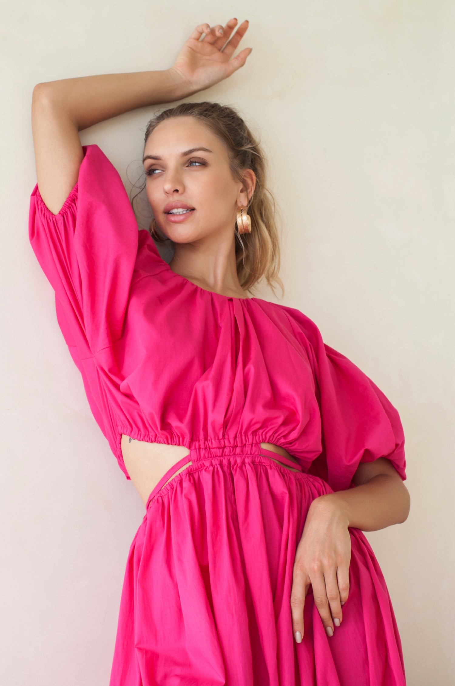 Eva Poplin Cotton Cutout Midi Dress (Sale)-1