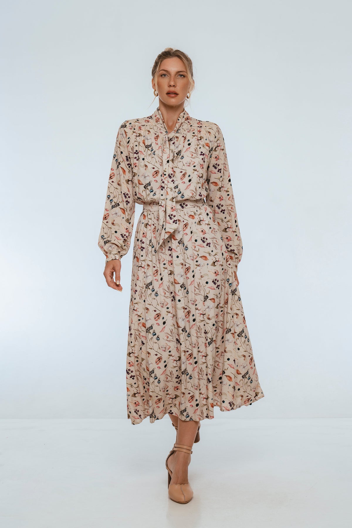 Evelina Long Sleeve Midi Dress-2